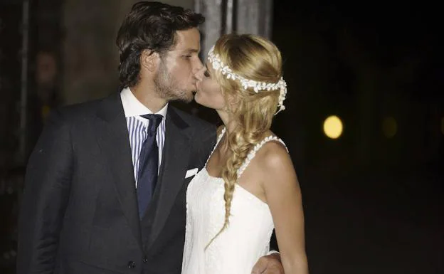 El tenista Feliciano López y la modelo Alba Carrillo tras contraer matrimonio en 2015.