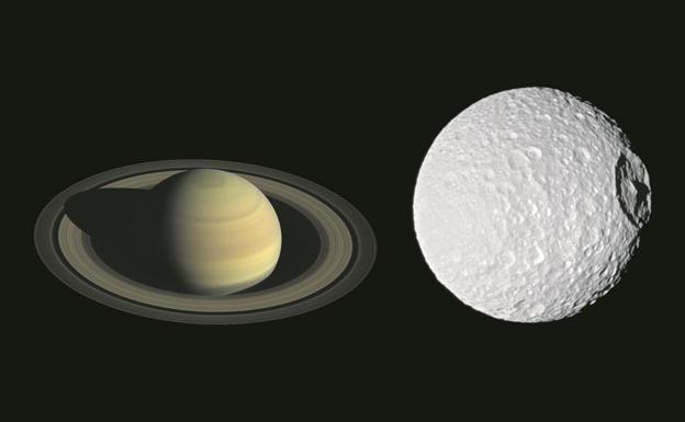 A la izquierda, Saturno, cuyos anillos 'Cassini' ha explorado al detalle. A la derecha, 