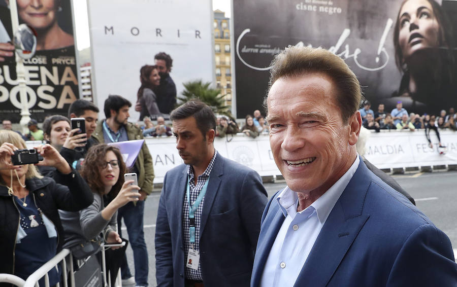 El actor Arnold Schwarzenegger, a su llegada a San Sebastián.