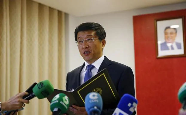 El embajador de Corea del Norte en España, Kim Hyok Chol, este lunes en Madrid.