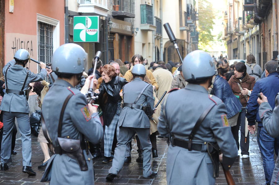 Rodaje de las secuencias más multitudinarias de ‘Vitoria, 3 de marzo’