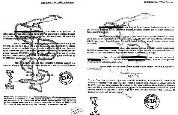 Reproducción de dos cartas de ETA.