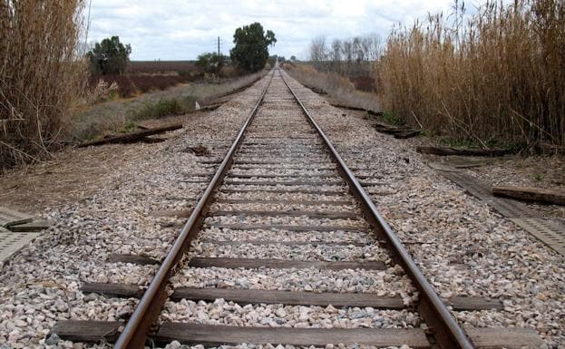 Vías del ‘viaje eterno’ en un tramo de la línea férrea a Badajoz.