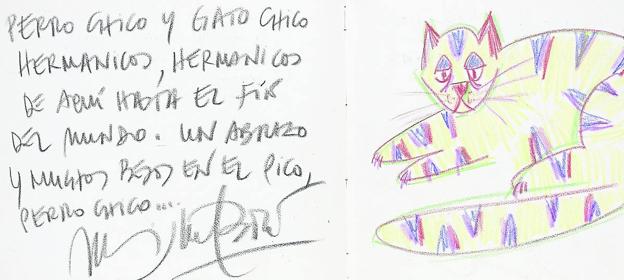 El gato de Miguel Bosé y una dedicatoria cargada de rimas.