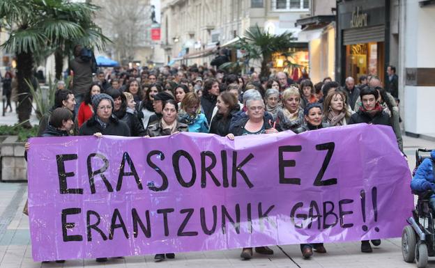 Una manifestación contra la violencia de género en Euskadi.