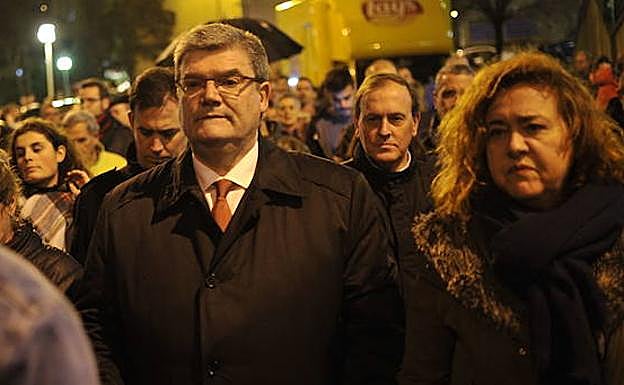 Aburto, durante la manifestación celebrada el viernes en Otxarkoaga. 