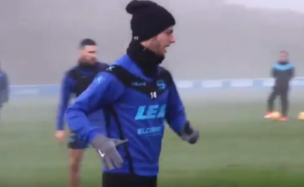 Burgui, durante el entrenamiento de este lunes. 