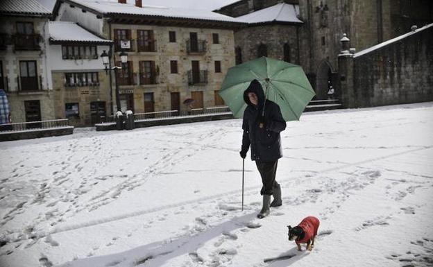 Algunos vecinos se abrigaban para disfrutar de un paseo por la nieve y otros para trabajar. 