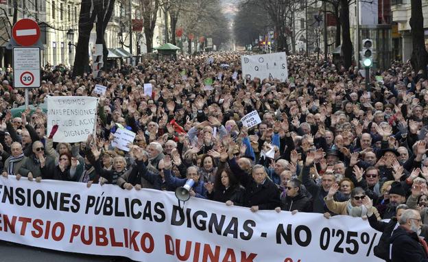 Manifestación por unas pensiones dignas en Bilbao.