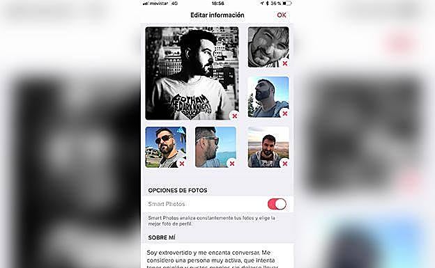 Los ajustes de perfil permiten subir hasta seis fotos, además de una breve biografía.