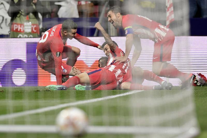 Las mejores imágenes del partido de ida de cuartos de final de la Liga de Campeones que enfrentó al Atlético y al Sporting de Lisboa, en el Wanda Metropolitano