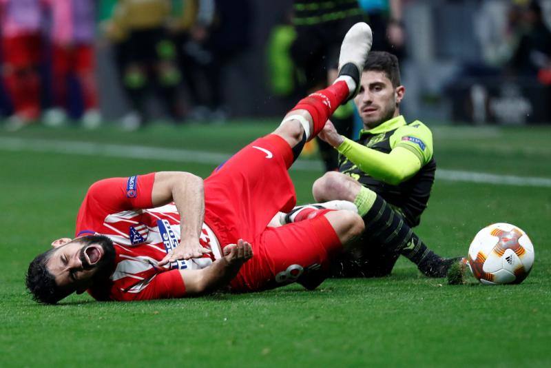 Las mejores imágenes del partido de ida de cuartos de final de la Liga de Campeones que enfrentó al Atlético y al Sporting de Lisboa, en el Wanda Metropolitano