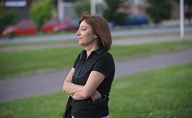 Paqui Hernández, enel lugar del atentado. 