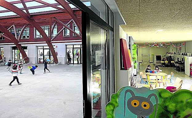 Uno de los patios interiores de la ikastola Armentia, con acceso directo desde las aulas. 