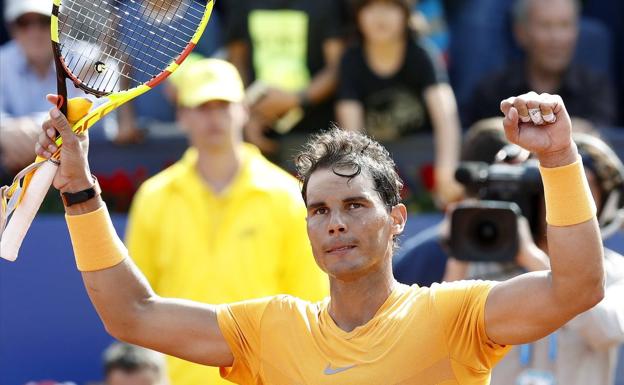 Nadal celebra el triunfo ante García-López. 