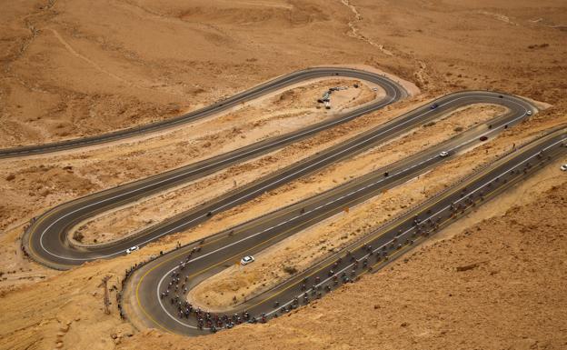 Parte del recorrido de la tercera etapa del Giro en Israel. 