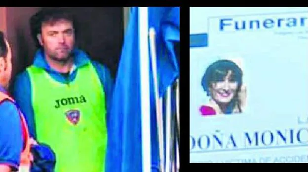 Conmoción. Igor Gallarreta era un gran aficionado de la Sociedad Deportiva Leioa. Derecha, Mónica Aguirre, en la esquela aparecida en las calles del municipio. 