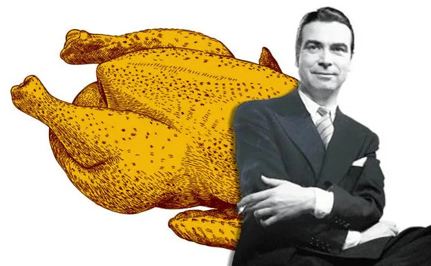 El maestro Cristóbal Balenciaga y su pollo a la indiana. E. C.