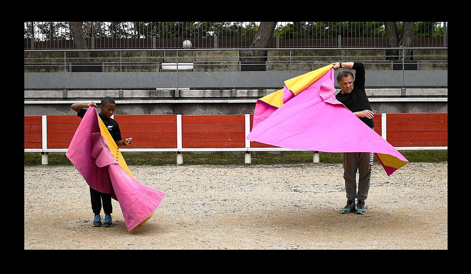 Parte de la vida en las pequeñas ciudades de la Camarga, en Francia, gira en torno a los toros y cada pueblo tiene su propio festival taurino en verano, con corridas y muchos eventos en las calles. En Le Cailar, una localidad en el distrito de Nimes, un monumento funerario recuerda con una fotografía a «Le Sanglier,» un toro de lidia, que vivió entre 1916 y 1933. El Centro Francés de Tauromaquia sigue cultivando la pasión por la tauromaquia, y cada miércoles y sábado organiza una práctica con jóvenes aficionados en la placita de Garons, cerca de Nimes. Las fotografías han sido tomadas en esta localidad y en Franquevaux.