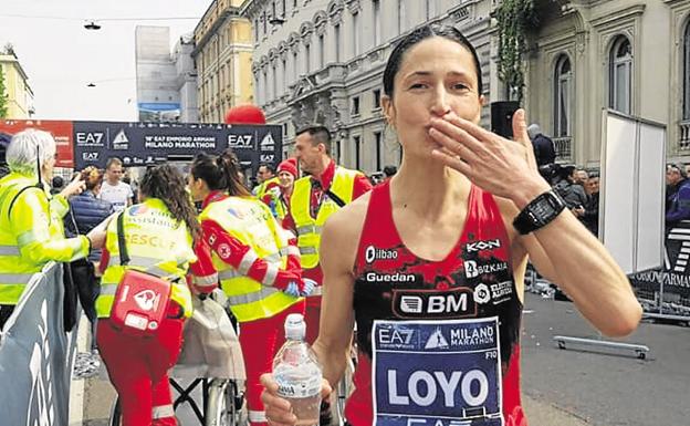 Elena Loyo, tras finalizar el Maratón de Milán. 