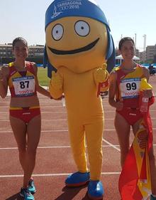 Imagen secundaria 2 - Loyo, con la medalla de bronce, e imágenes de la atleta alavesa tras llegar a la meta. 