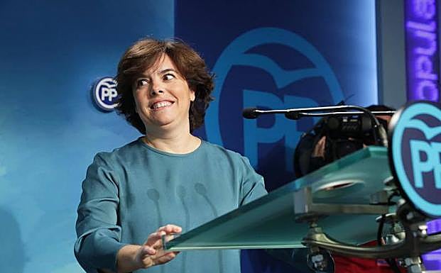 Soraya Sáenz de Santamaría, ayer, tras conocerse los resultados.