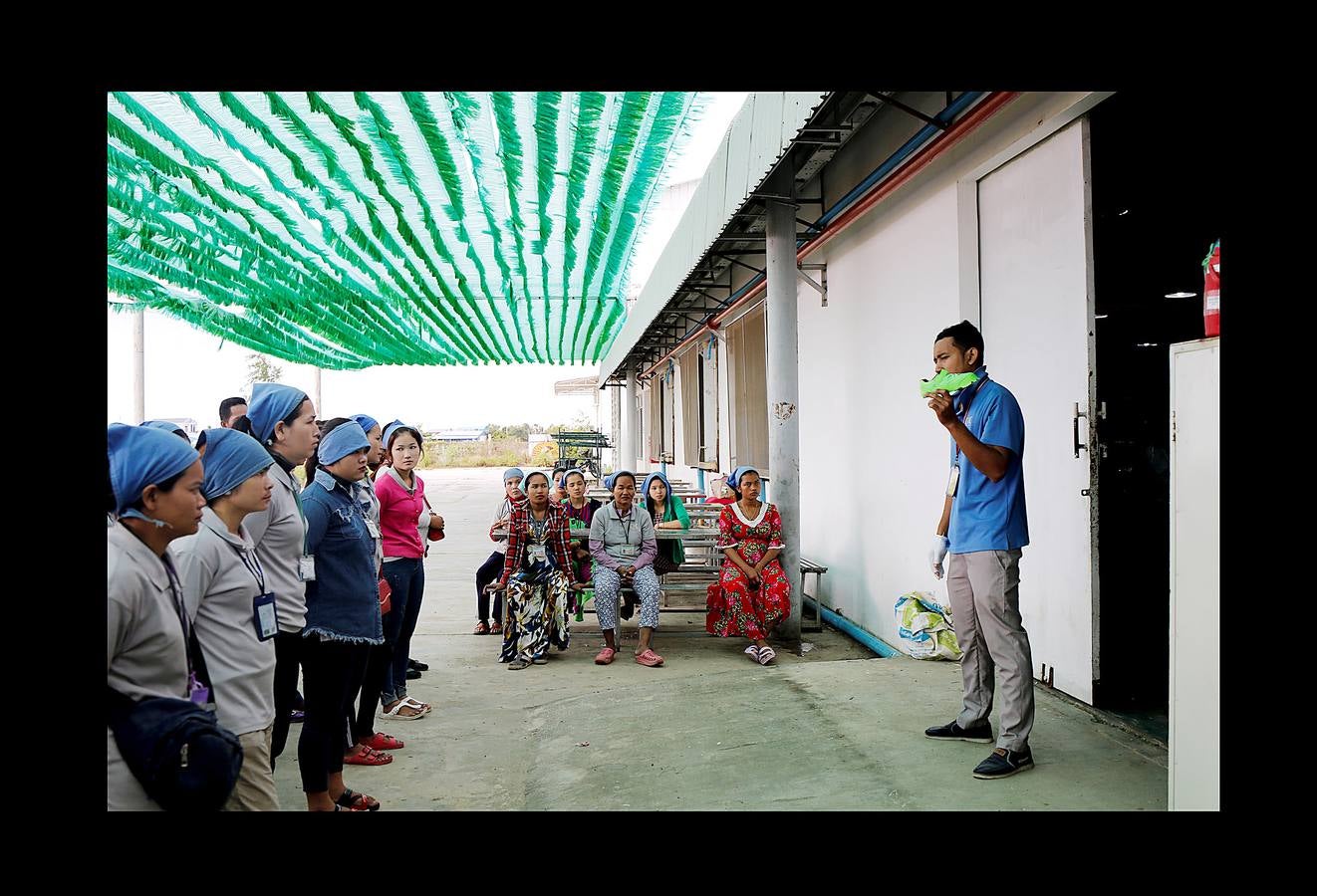 En Camboya, las trabajadoras de las industrias que abastecen a algunas de las marcas deportivas más conocidas trabajan diez horas diarias seis días a la semana. Según datos de 2016 más de 500 empleados de las principales factorías sufrieron desvanecimientos como consecuencia de las malas condiciones de trabajo, entre las que se incluyen las elevadas temperaturas. El salario mensual mínimo en Camboya es de unos 130 euros y dos horas extras al día lo elevan a 150 ó 200, dependiendo de la fábrica. Camboya tenía un total de 1.522 factorías registradas en 2017, un 37 por ciento más que hace cinco años, un crecimiento que se detuvo el año pasado.