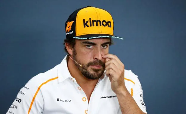 Fernando Alonso, durante la rueda de prensa en Spa-Francorchamps. 