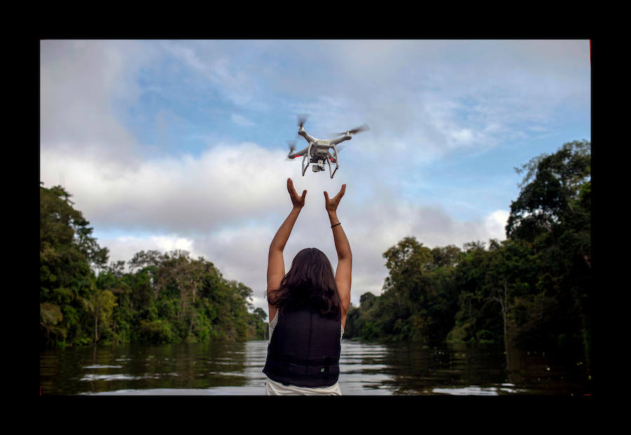Científicos investigan sobre delfines de río en la Reserva de Desarrollo Sostenible Mamiragua en el estado de Amazonas, Brasil.