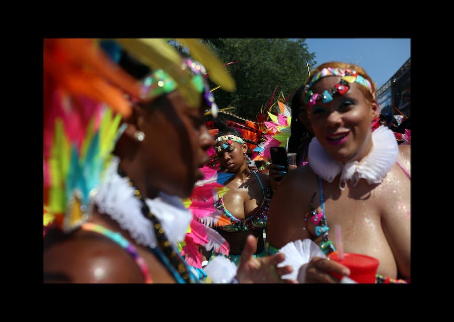 Participantes en el desfile anual del día de las Indias Occidentales el 3 de septiembre de 2018 en el barrio de Brooklyn de la ciudad de Nueva York. El desfile es una de las mayores celebraciones de la cultura caribeña en América del Norte. 