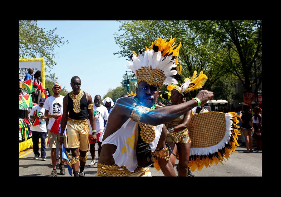 Participantes en el desfile anual del día de las Indias Occidentales el 3 de septiembre de 2018 en el barrio de Brooklyn de la ciudad de Nueva York. El desfile es una de las mayores celebraciones de la cultura caribeña en América del Norte. 