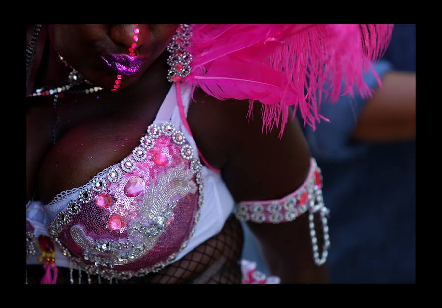 Participantes en el desfile anual del día de las Indias Occidentales el 3 de septiembre de 2018 en el barrio de Brooklyn de la ciudad de Nueva York. El desfile es una de las mayores celebraciones de la cultura caribeña en América del Norte. 