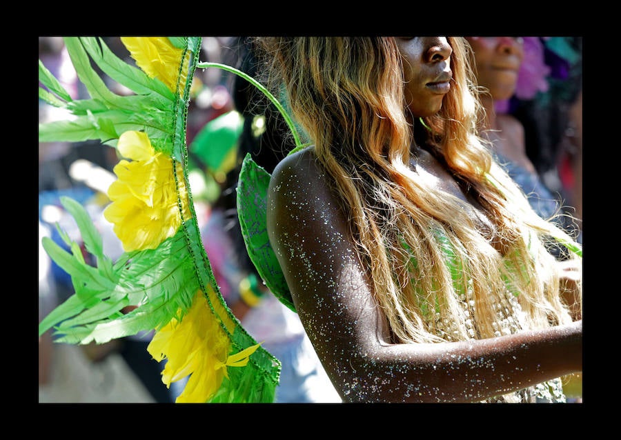 Participantes en el desfile anual del día de las Indias Occidentales el 3 de septiembre de 2018 en el barrio de Brooklyn de la ciudad de Nueva York. El desfile es una de las mayores celebraciones de la cultura caribeña en América del Norte. 