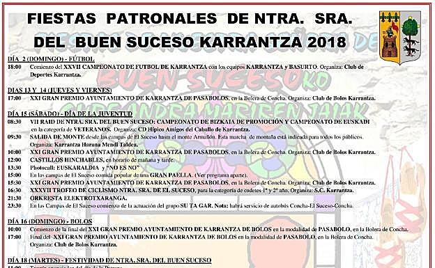 Programa de fiestas Carranza 2018: Nuestra Señora del Buen Suceso