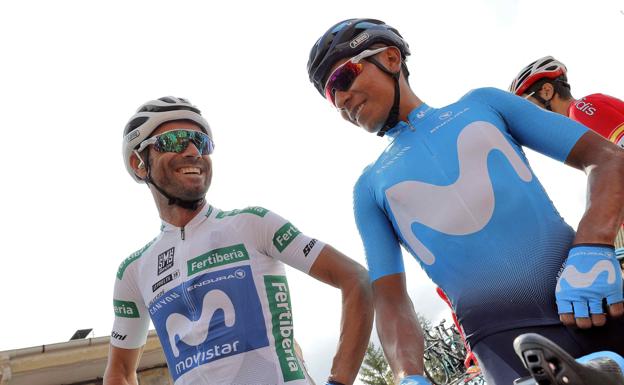 Valverde y Quintana, durante la Vuelta. 
