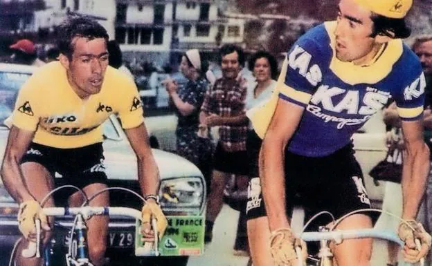 Paco Galdos ataca a Lucien Van Impe en el ascenso al Tourmalet (Tour, 1976).