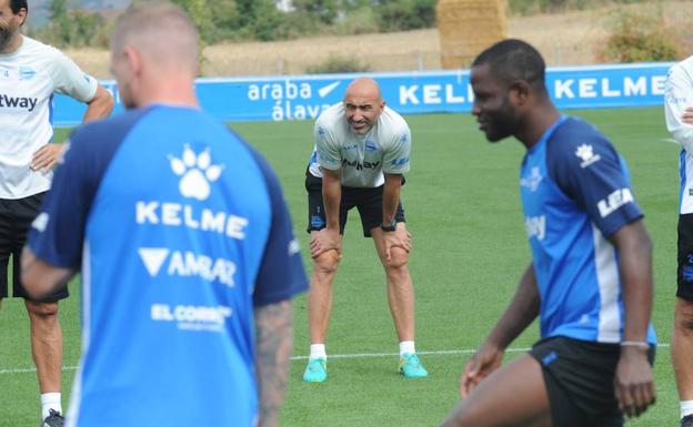 Abelardo, durante el entrenamiento del viernes.