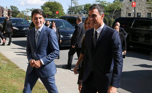 Trudeau recibe a Sánchez.