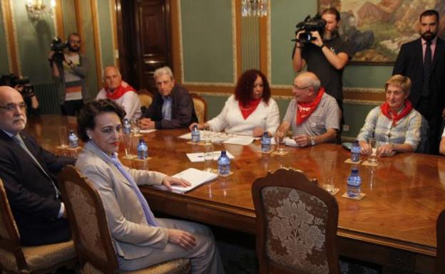 La ministra Magdalena Valerio, durante la reunión.