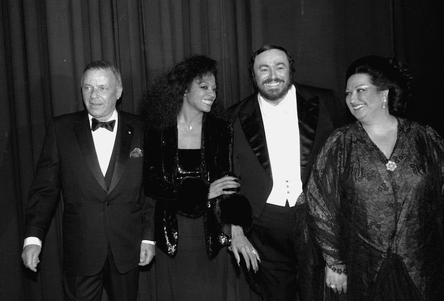 Frank Sinatra, Diana Ross, Pavarotti y Montserrat Caballé en Nueva York en 1984.