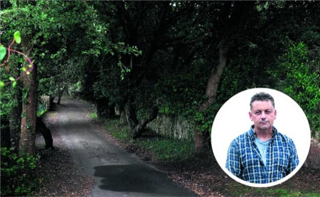 Un recodo del camino. Este es el lugar en el que apareció muerto el concejal, en La Pesa de Pría (Llanes). 