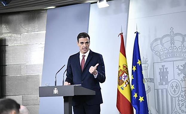 El presidente del Gobierno, Pedro Sánchez, en el momento en el que anunció medidas tras la decisión del Tribunal Supremo sobre el impuesto de las hipotecas.