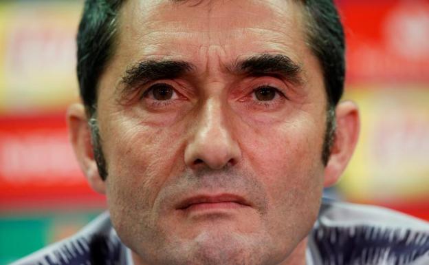 Ernesto Valverde, durante la rueda de prensa. 