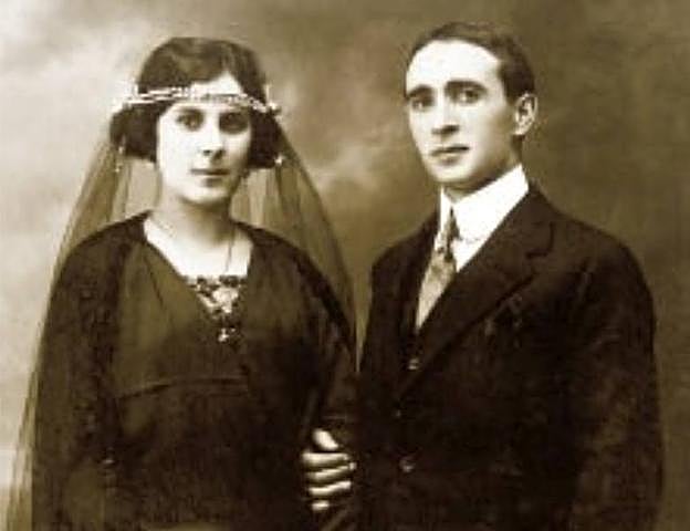 Retrato del día de boda de Catalina Azpiri y Bittor Gaubeka, sacada de un estudio sobre e l impresor bermeano publicado por el Departamento de Cultura del Gobierno Vasco.