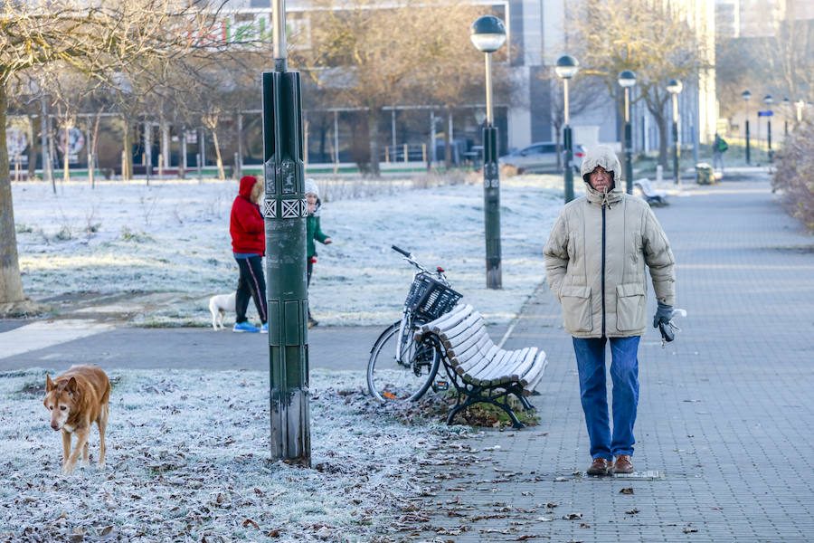 Los termómetros han marcado este viernes -8,5º en Ozaeta; -8,0º en Pagoeta y -7,2º en Abetxuko. La alerta por heladas y temperaturas mínimas se mantiene el fin de semana