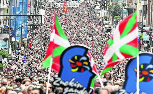 Manifestación en favor de los derechos de los presos celebrada en Bilbao el pasado año.