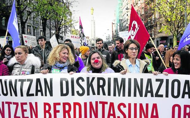 Una de las protestas llevadas a cabo por los profesores de la concertada en las calles de Bilbao.