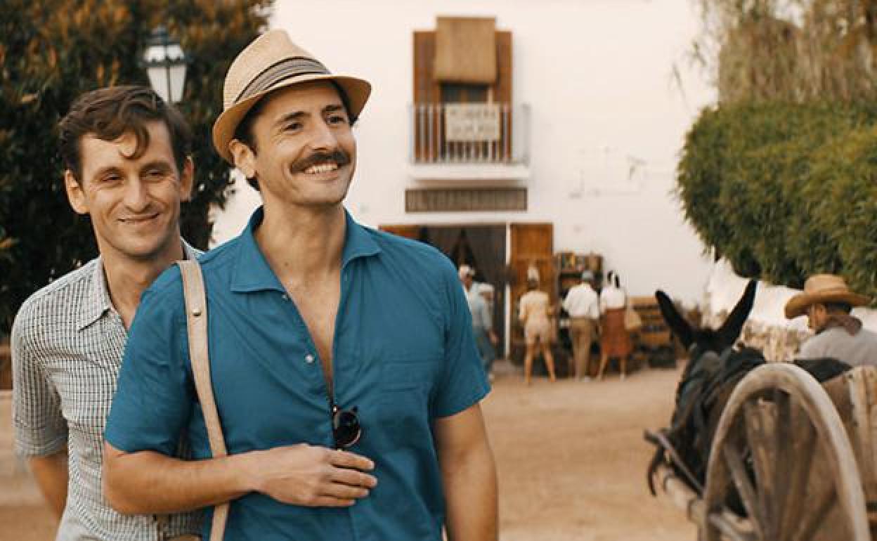 Una imagen del rodaje, con Raúl Arévalo y Juan Diego Botto.