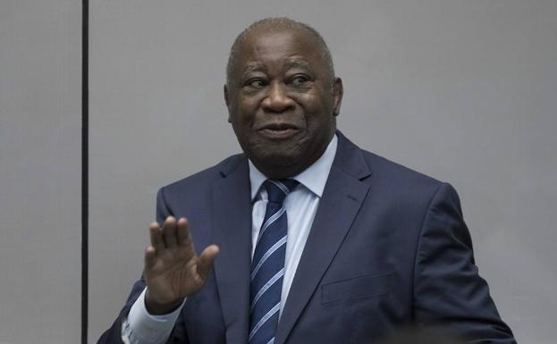 El expresidente de Costa de Marfil Laurent Gbagbo, en la sala de la CPI, en la Haya. 