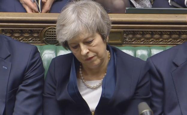 La primera ministra británica, Theresa May, en el Parlamento británico.